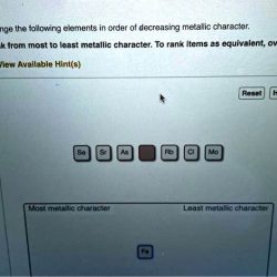 Place the following in order of decreasing metallic character.