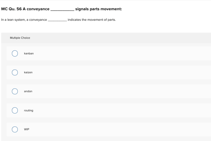 A conveyance __________ signals parts movement.